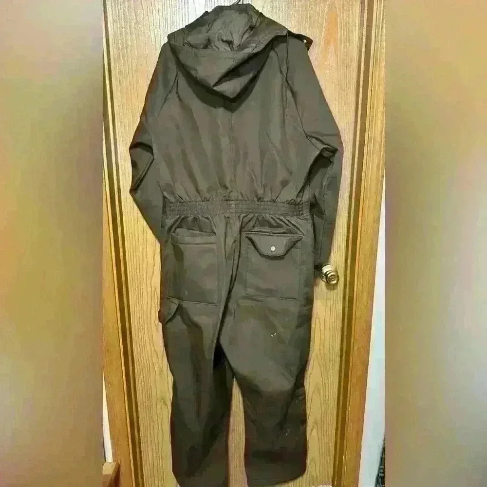 Sears Work'N Leisure Mens Size 44 Regular Brown Coveralls Overalls Hood Vintage